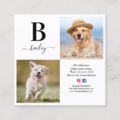 Carte De Visite Carré Monogramme 3 Photo QR Code des médias sociaux pers (Devant)