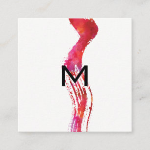 Carte De Visite Carré Monogramme Aquarelle