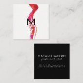 Carte De Visite Carré Monogramme Aquarelle (Devant / Derrière)