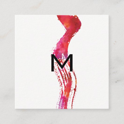 Carte De Visite Carré Monogramme Aquarelle (Devant)