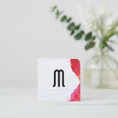 Carte De Visite Carré Monogramme Aquarelle | Artiste moderne (Debout devant)