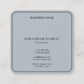 Carte De Visite Carré Monogramme Argent Modèle Luxe Anthracite Gris (Dos)