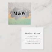 Carte De Visite Carré Monogramme | Arrière - plan d'ardoise couleur (Devant / Derrière)