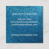 Carte De Visite Carré Monogramme| | Arrière - plan de texture bleu brill (Dos)