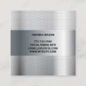 Carte De Visite Carré Monogramme | Arrière - plan perforé métallique (Dos)