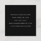 Carte De Visite Carré Monogramme avec aquarelle moderne brossé (Dos)