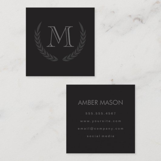 Carte De Visite Carré Monogramme avec éléments (Devant / Derrière)