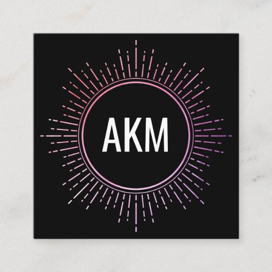 Carte De Visite Carré Monogramme avec éléments d'éclairage (Devant)