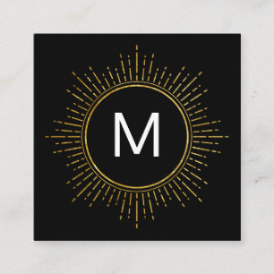 Carte De Visite Carré Monogramme avec éléments Faux Gold Illuminés