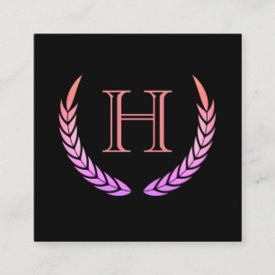 Carte De Visite Carré Monogramme avec éléments (rose)