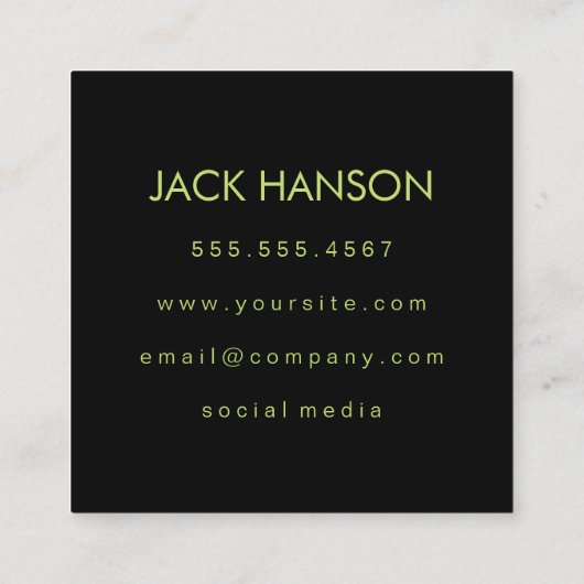 Carte De Visite Carré Monogramme avec éléments (vert) (Dos)