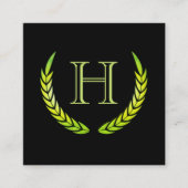 Carte De Visite Carré Monogramme avec éléments (vert) (Devant)