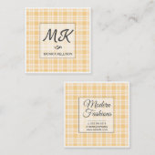Carte De Visite Carré Monogramme avec motif flanelle (Devant / Derrière)