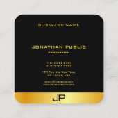 Carte De Visite Carré Monogramme Black Gold Moderne Modèle élégant (Dos)