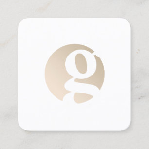 Carte De Visite Carré Monogramme blanc or minimal moderne