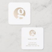 Carte De Visite Carré Monogramme blanc or minimal moderne (Devant / Derrière)