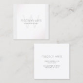 Carte De Visite Carré Monogramme blanc simple beauté professionnelle (Devant / Derrière)