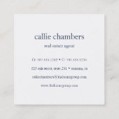 Carte De Visite Carré Monogramme bleu et blanc (Dos)