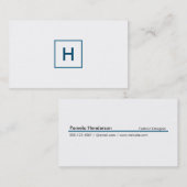 Carte De Visite Carré Monogramme bleu océan (Devant / Derrière)