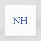 Carte De Visite Carré Monogramme bleu simple moderne (Dos)