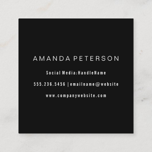 Carte De Visite Carré Monogramme brossé couleur moderne (Dos)