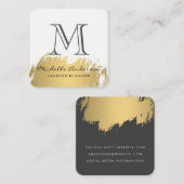 Carte De Visite Carré Monogramme brossé en or Faux (Devant / Derrière)