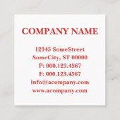 Carte De Visite Carré monogramme carré rouge (Dos)