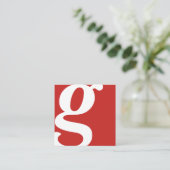 Carte De Visite Carré monogramme carré rouge (Debout devant)