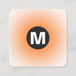 Carte De Visite Carré Monogramme Cercle - Dégradé - Orange sur Blanc