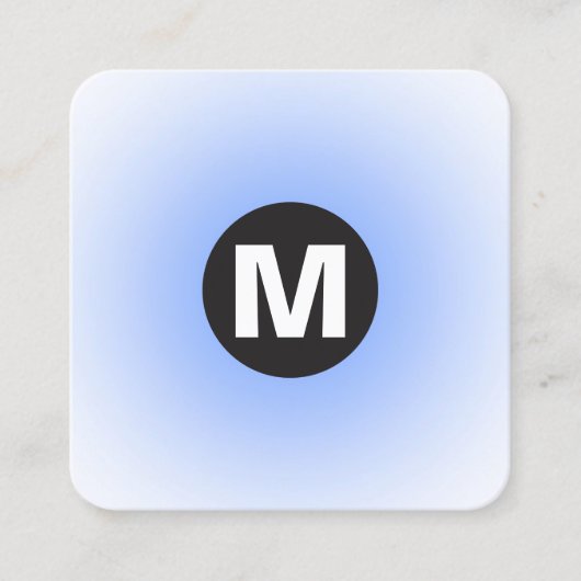 Carte De Visite Carré Monogramme circulaire - Dégradé - Bleu bébé et Wt (Devant)