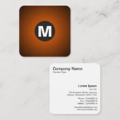 Carte De Visite Carré Monogramme circulaire - Dégradé - Orange à Noir (Devant / Derrière)