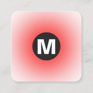 Carte De Visite Carré Monogramme circulaire - Dégradé - Rouge sur blanc