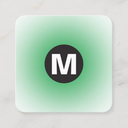 Carte De Visite Carré Monogramme circulaire - Dégradé - Vert d'herbe et  (Devant)