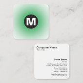 Carte De Visite Carré Monogramme circulaire - Dégradé - Vert d'herbe et  (Devant / Derrière)
