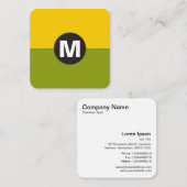 Carte De Visite Carré Monogramme circulaire - Deux tons 02 (Devant / Derrière)