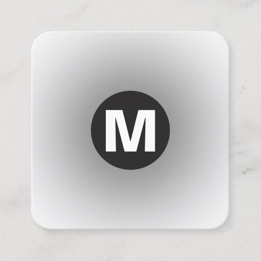 Carte De Visite Carré Monogramme circulaire - Gradient - Gris à blanc (Devant)