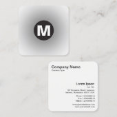 Carte De Visite Carré Monogramme circulaire - Gradient - Gris à blanc (Devant / Derrière)