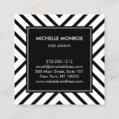 Carte De Visite Carré Monogramme circulaire Motif noir/blanc rétro (Dos)