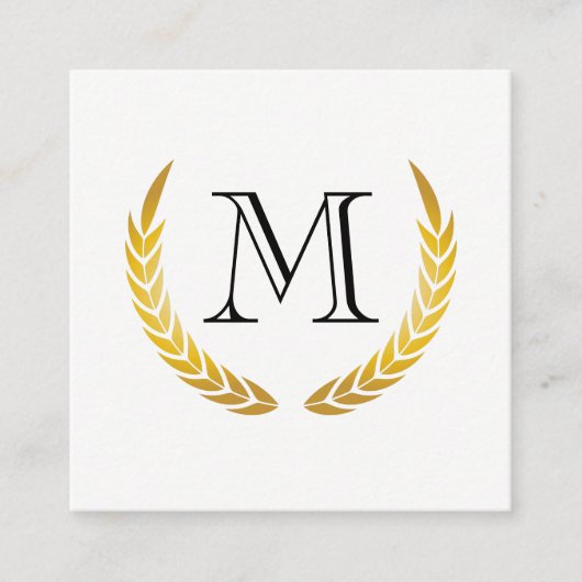Carte De Visite Carré Monogramme classique avec éléments décoratifs chic (Devant)
