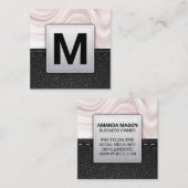 Carte De Visite Carré Monogramme classique | Carré Arrière - plan en cui (Devant / Derrière)