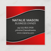 Carte De Visite Carré Monogramme classique | Mesh Arrière - plan rouge d (Dos)