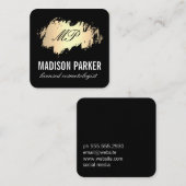 Carte De Visite Carré Monogramme classique or brossé avec noir (Devant / Derrière)