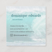 Carte De Visite Carré Monogramme commercial Ocean Wave Blue (Dos)