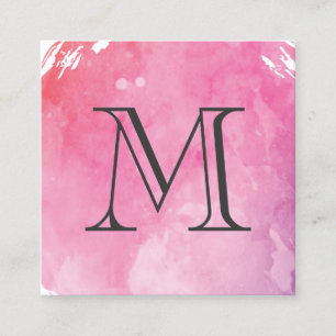 Carte De Visite Carré Monogramme couleur d'eau rose