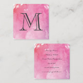 Carte De Visite Carré Monogramme couleur eau rose (Devant / Derrière)