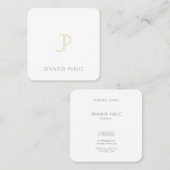 Carte De Visite Carré Monogramme créatif Gold Design Luxe Chic Modèle (Devant / Derrière)