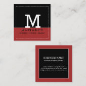 Carte De Visite Carré Monogramme d'Auburn noir moderne (Devant / Derrière)