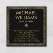 Carte De Visite Carré Monogramme de clé grecque d'or - Cadre rond (Dos)