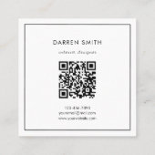 Carte De Visite Carré Monogramme de code QR abstrait aquarelle bleue mod (Dos)