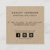 Carte De Visite Carré Monogramme de couronne noire dessinée à la main (Dos)